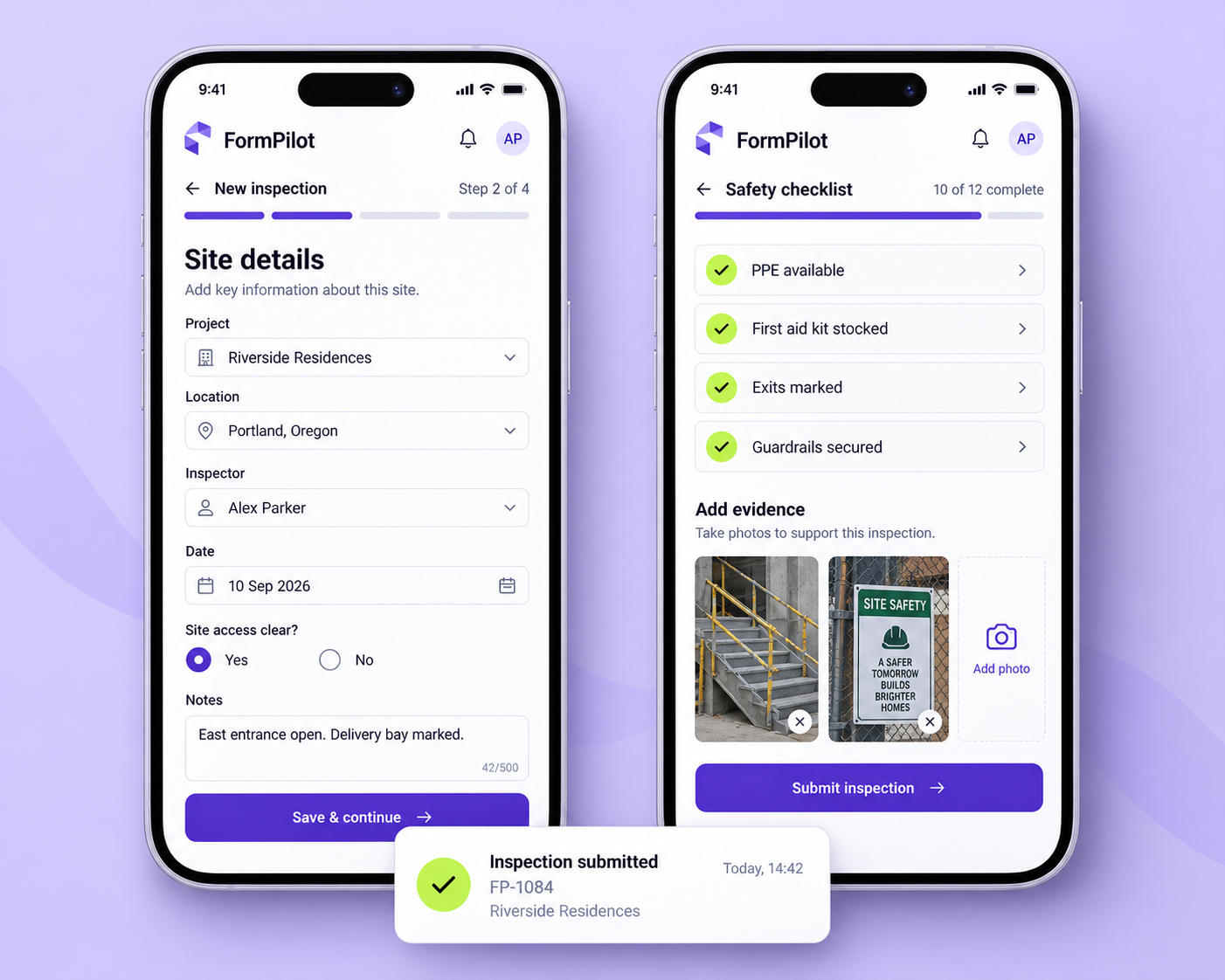 FormPilot product screen mockup