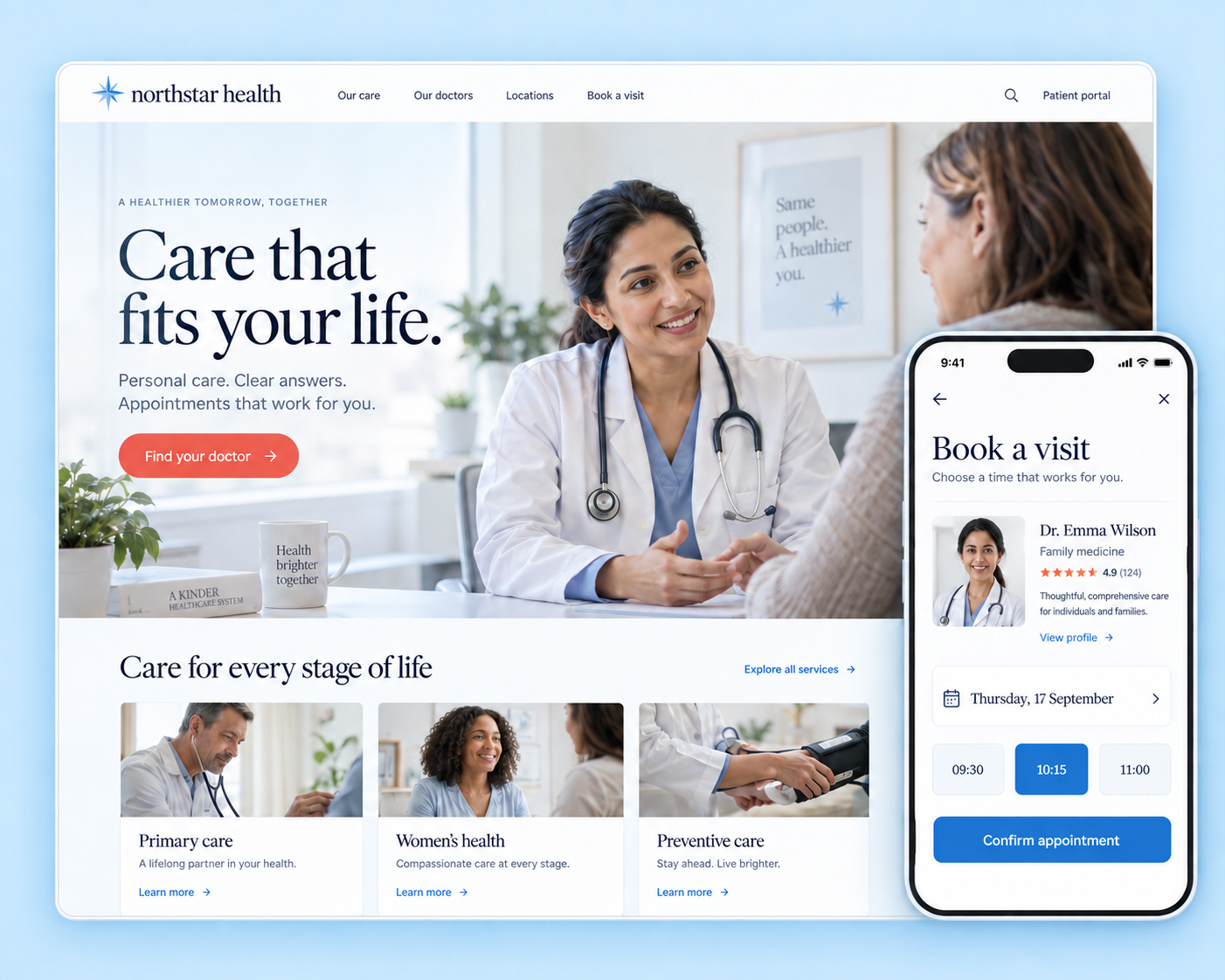 Northstar Health product screen mockup